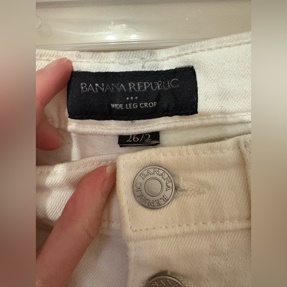 Banana Republic Women's High Waisted Wide Leg Crop Jeans White 26/2 - Picture 3 of 5